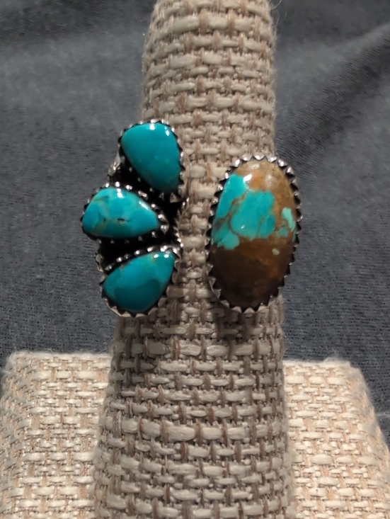 Jewelry - Turquoise Gemstone Cluster Adjustable Ring - Blue Turquoise